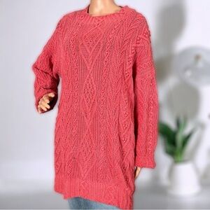 Cozy Pink Cable Knit Sweater